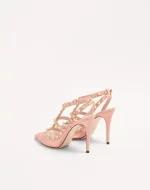 Valentino Rockstud Lace Pump With Straps 100Mm - Image 4